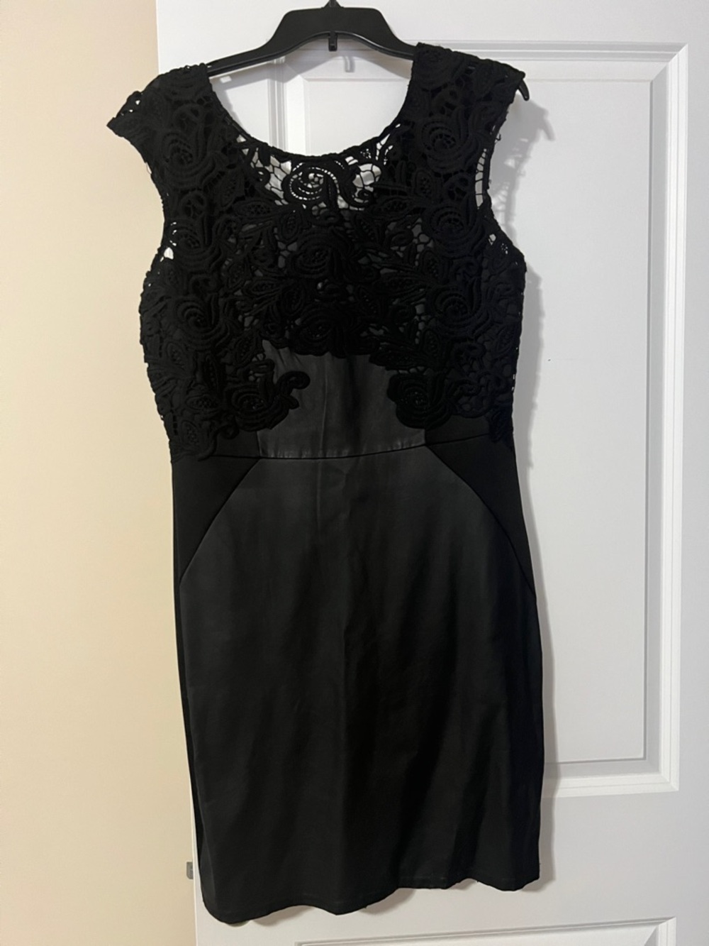 VENUS Black Lace-Front Mini Dress